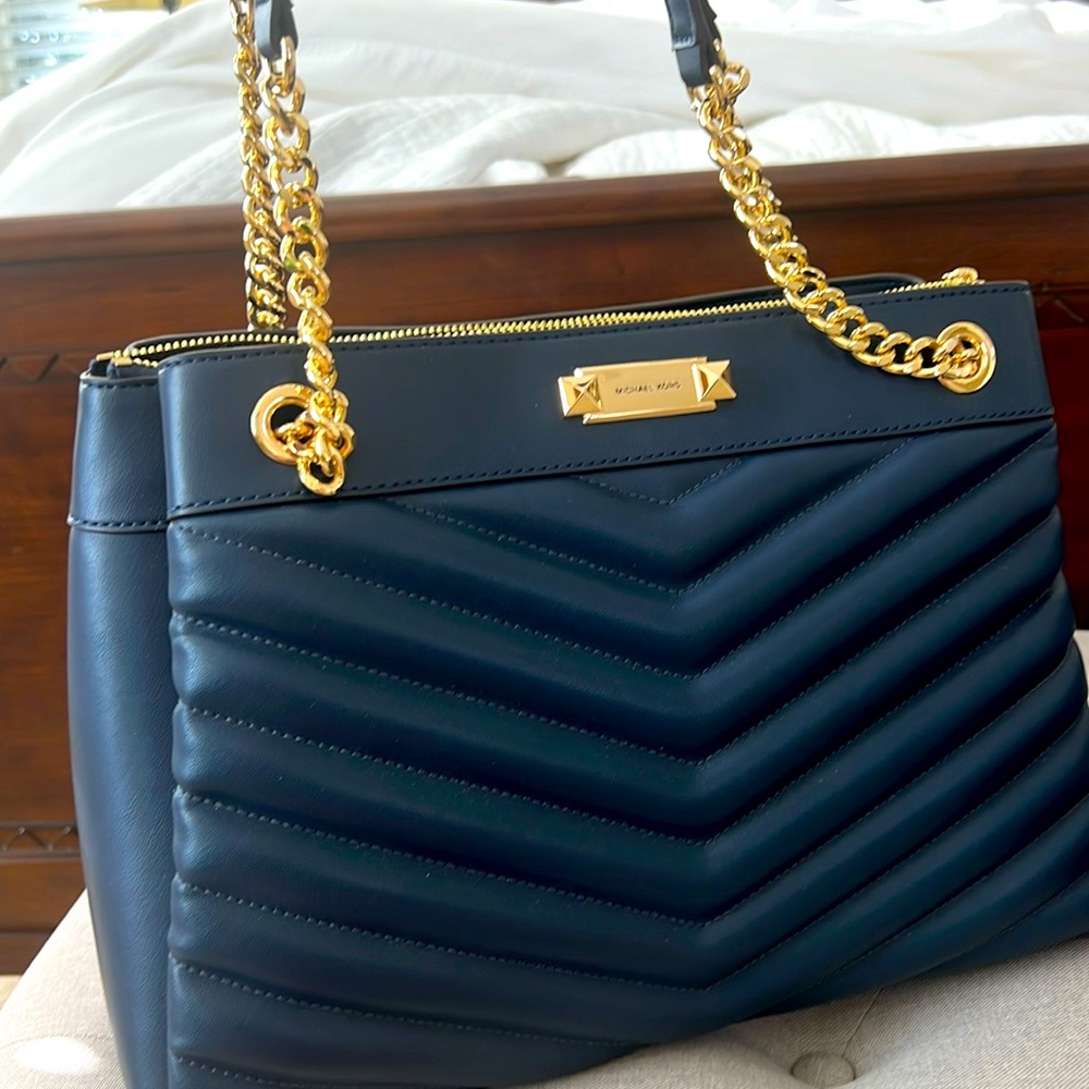 Michael Kors Navy Quilted Shoulder Bag